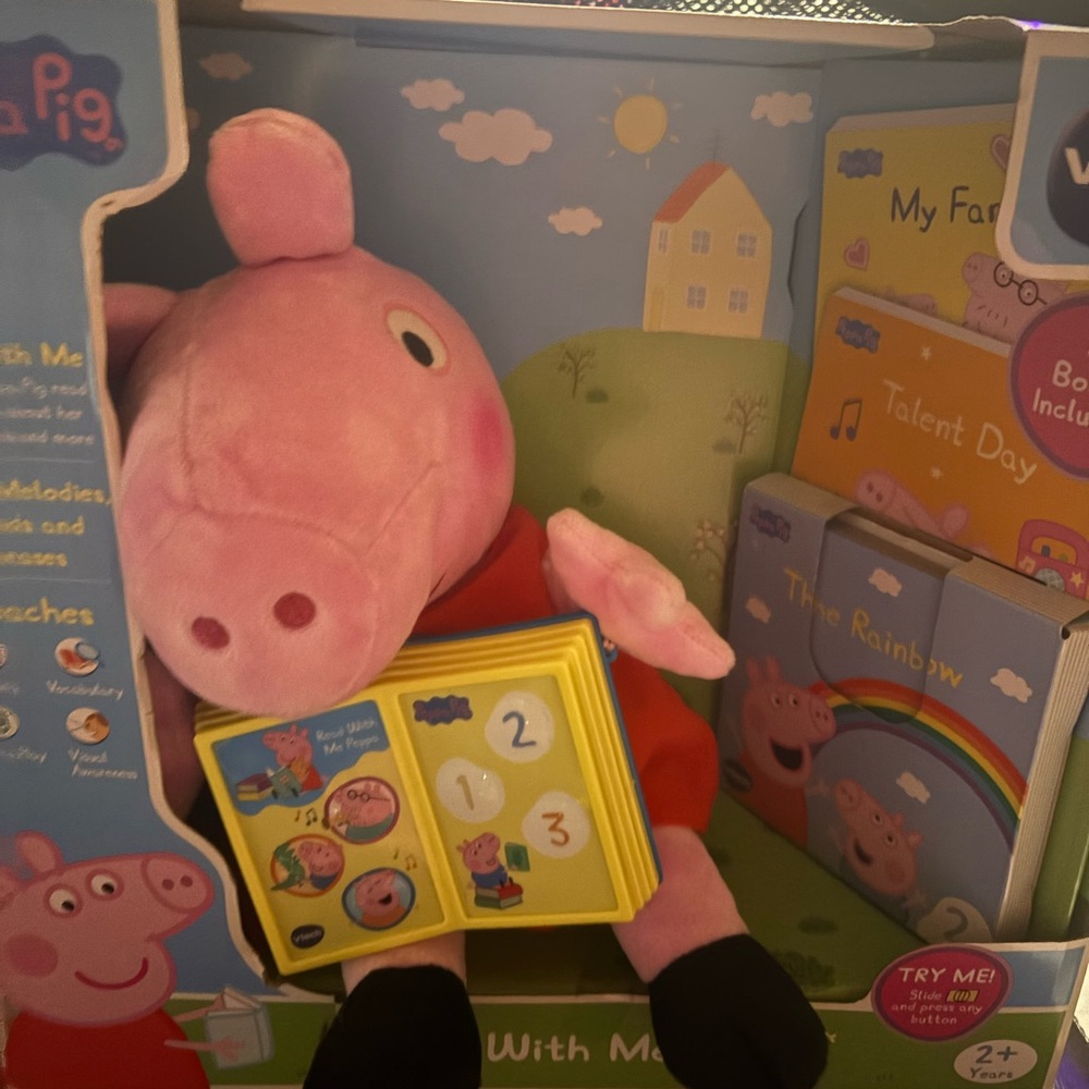 Peppa Pig Pink and Red Plush with Book Collection